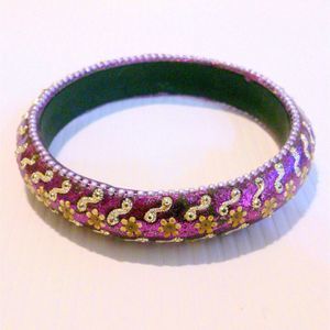 Purple Bollywood Indian Style Floral Bangle Bracelet